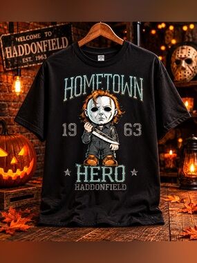 Michael Myers Hometown Hero Haddonfield Halloween Graphic Tee XL